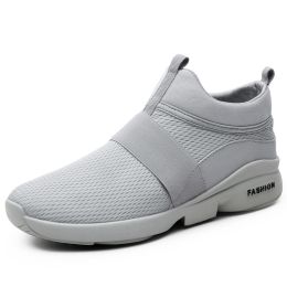 2022 Men Breathable Comfortable Rubber Walk Jogging Non-Slip Sports Shoes Male Running Slip-on Sneakers Outdoor Fitness Trainers (Color: Grey)