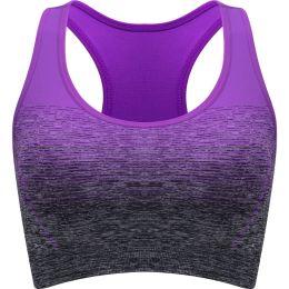 1pc/2pcs/3pcsMedium Support Two Tone Racer Back Sports Bra, Fitness Workout Running Yoga Bra (Color: Purple)