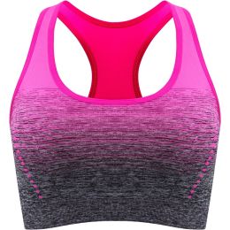 1pc/2pcs/3pcsMedium Support Two Tone Racer Back Sports Bra, Fitness Workout Running Yoga Bra (Color: Rose Red)