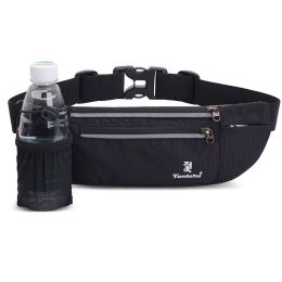 1pc Unisex Water Bottle Waist Bag; Multifunctional Elastic Phone Belt Bag; Fitness Training Equipment For Outdoor Sports Running (Color: BLACK)