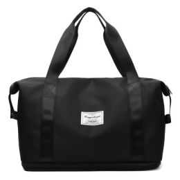 Expandable Large-capacity Travel Fitness Business Trip Bag Multi-color Optional Multi-scene Use Shoulder Bag (Color: BLACK)