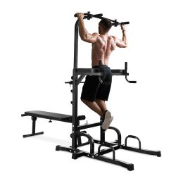 Indoor Strength Training Adjustable Heights Multi-Function Fitness Pull Up Equipment (Color: BLACK)